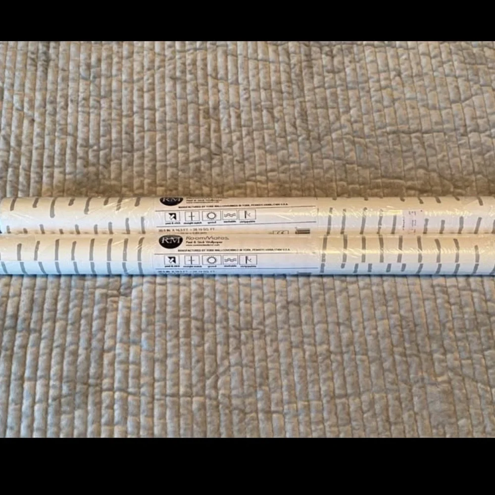 RoomMates Tick Mark Grey Vinyl Peel & Stick Repositionable Wallpaper Rolls